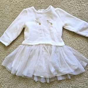 Petit bateau Baby Girls' Long-Sleeved Dual Material Dress size 2y